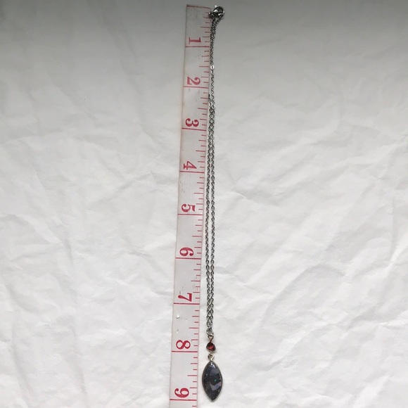 Fire opal in hematite with garnet pendant choker - Picture 9 of 11